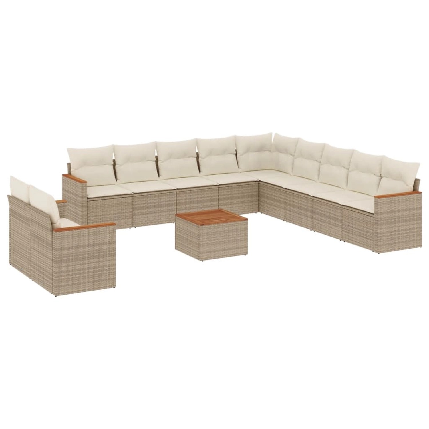 vidaXL 12-Tlg Garten-Sofagarnitur mit Kissen Beige Poly Rattan 3226135 günstig online kaufen
