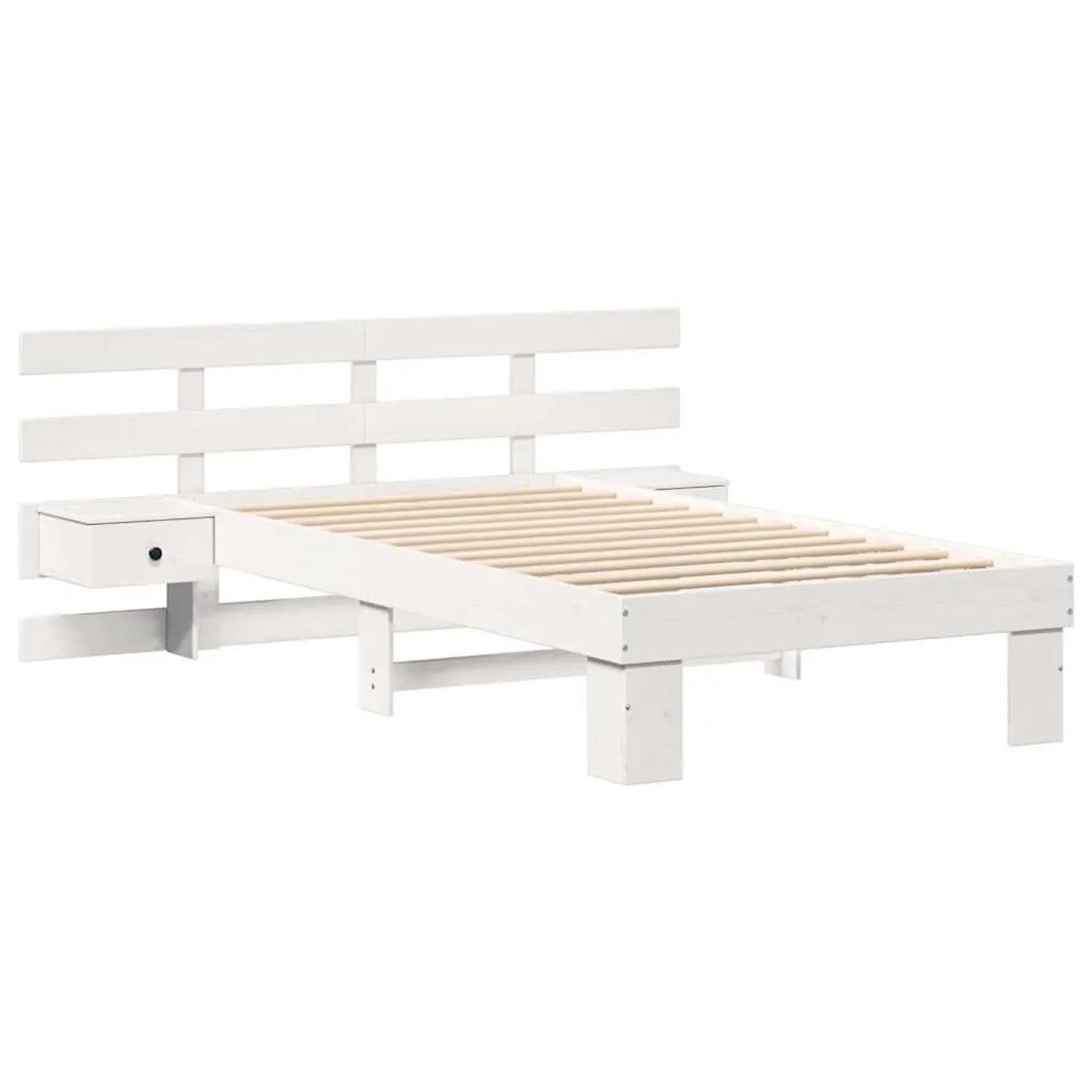 vidaXL Bettrahmen mit Kopfteil Weiß 90 x 200 cm Massives Kiefernholz 872711