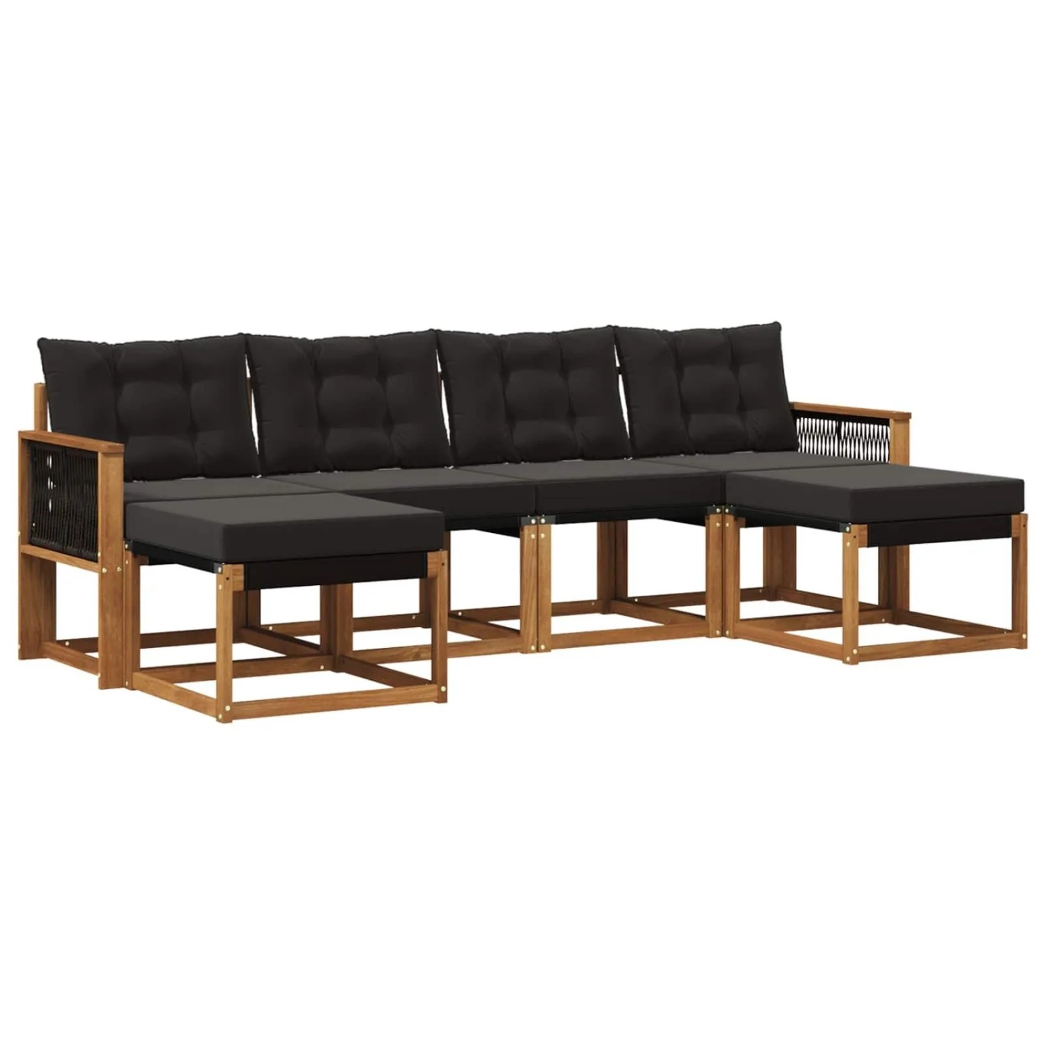 vidaXL Outdoor-Sofagarnitur mit Kissen 6 Stk Natur und Schwarz 3382128