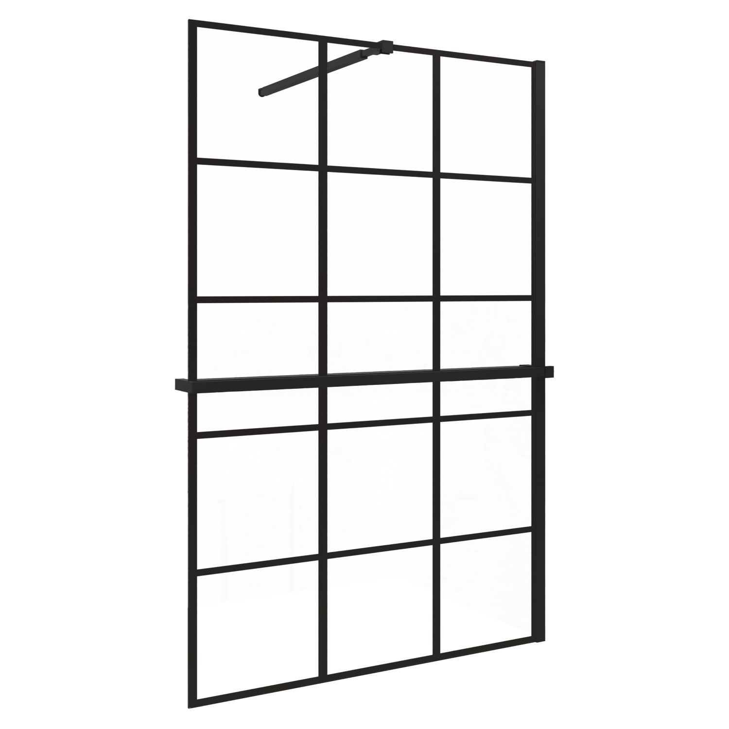 AICA 100x200cm 8mm NANO Glas Walk In Schwarz Duschwand mit Glasdekor Gitter günstig online kaufen