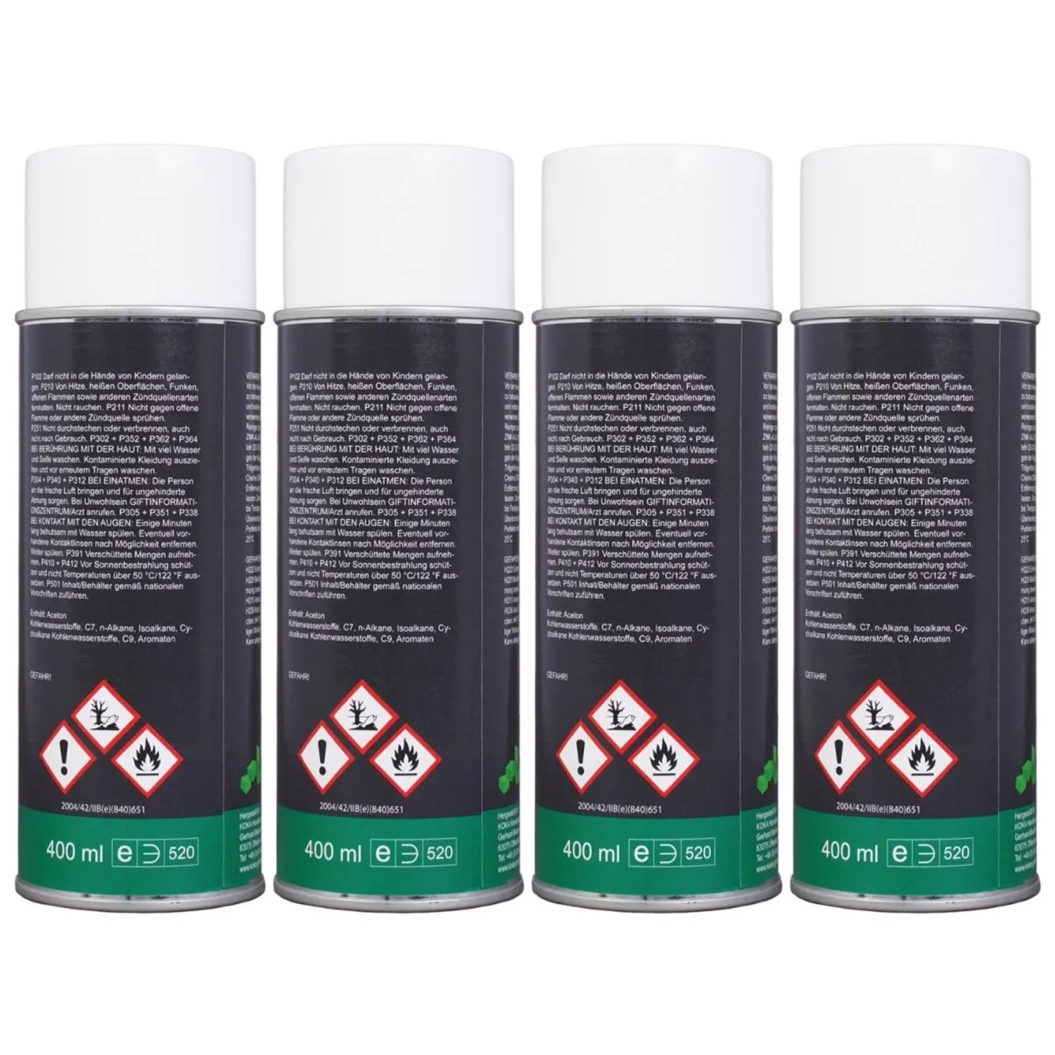 4er-Pack KOKA Zink-Alu Spray, silber matt, für Rostschutz auf Metall.