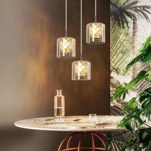 ZMH Pendelleuchte 3 flammig Modern Vintage Glas 120cm Höhenverstellbar G9 Hängeleuchte für Esszimmer Küche