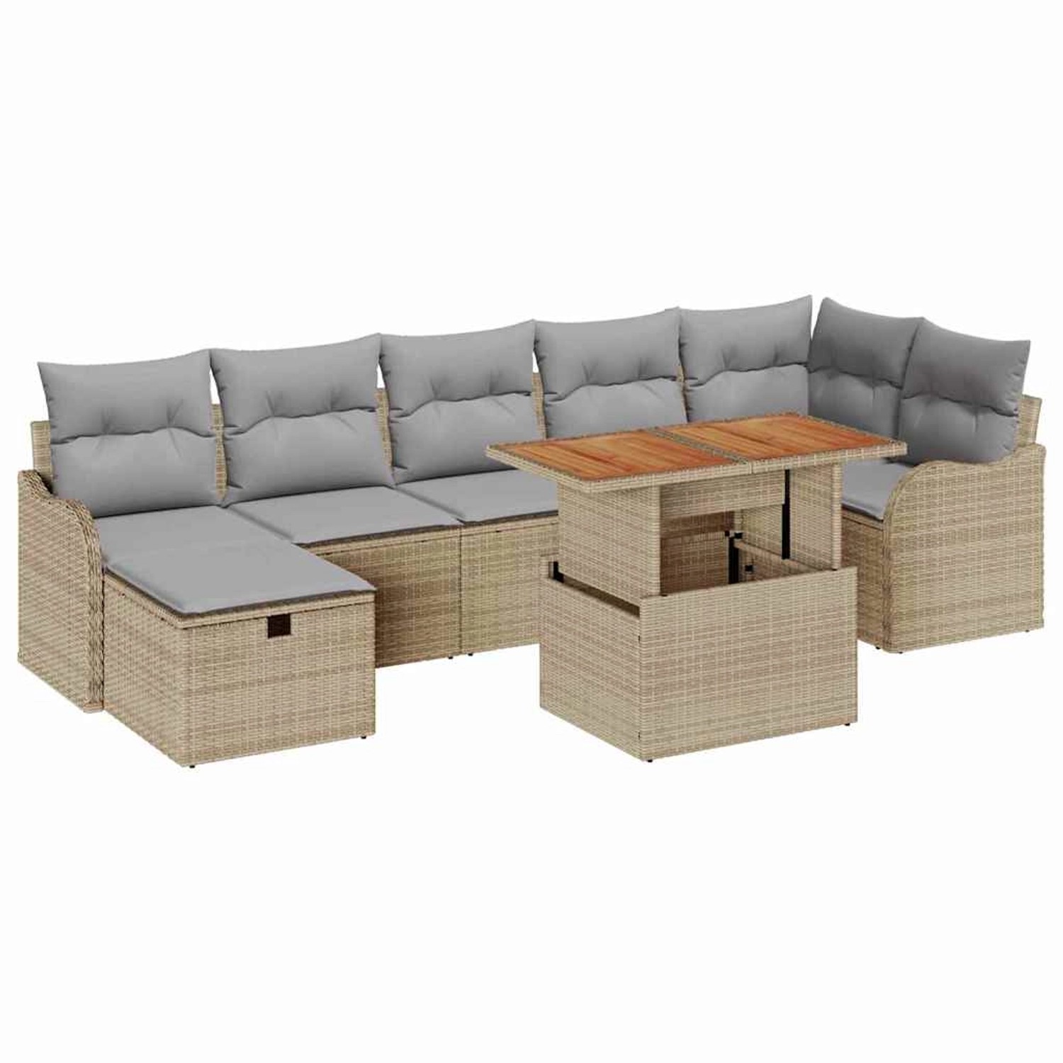 vidaXL Garten-Sofa-Set mit Speicher 8-Tlg Beige Poly Rattan 3361280 günstig online kaufen