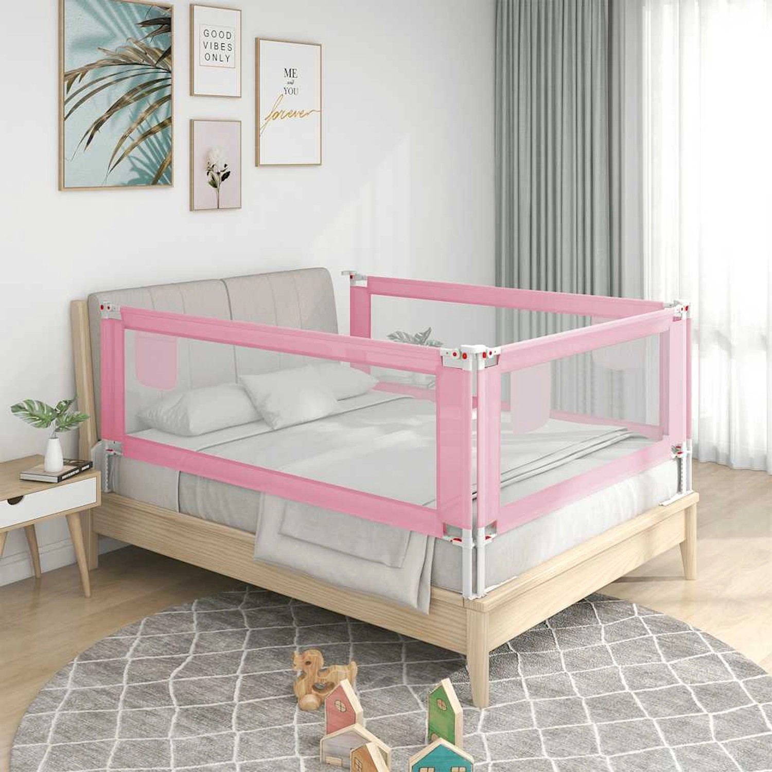 vidaXL Kleinkindbettschutzgitter Rosa 190x25 Cm Stoff günstig online kaufen