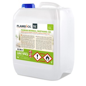 Kanister Flambiol Premium Brenngel, 16 x 5l, Bioethanol Brennstoff für Kamine und Öfen.