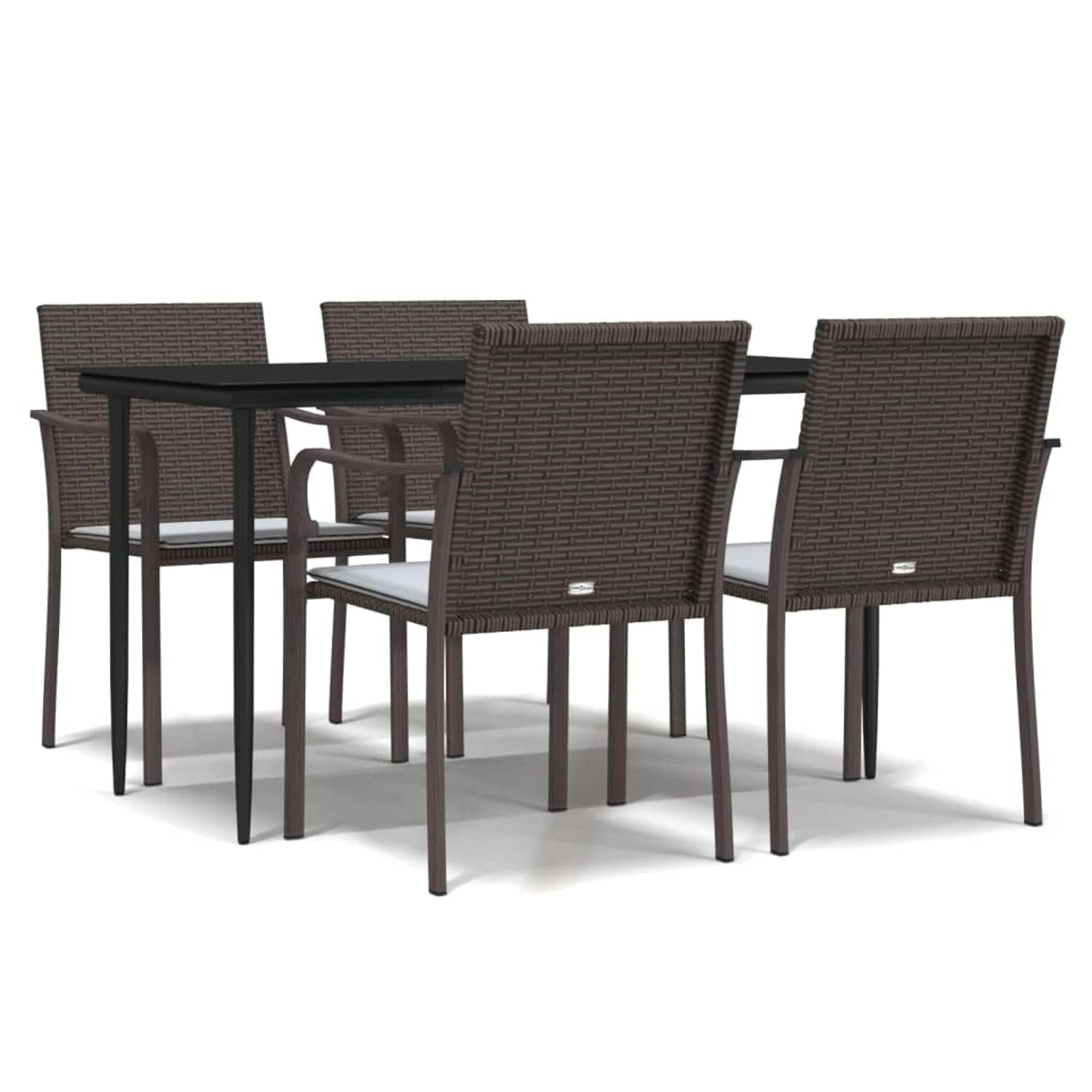 vidaXL 5-Tlg Garten-Essgruppe mit Kissen Poly Rattan und Stahl 3186945 günstig online kaufen