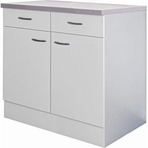 Flex-Well Classic Unterschrank Wito, 80 cm, Weiß: Küchenunterschrank mit 2 Schubladen und 2 Türen.