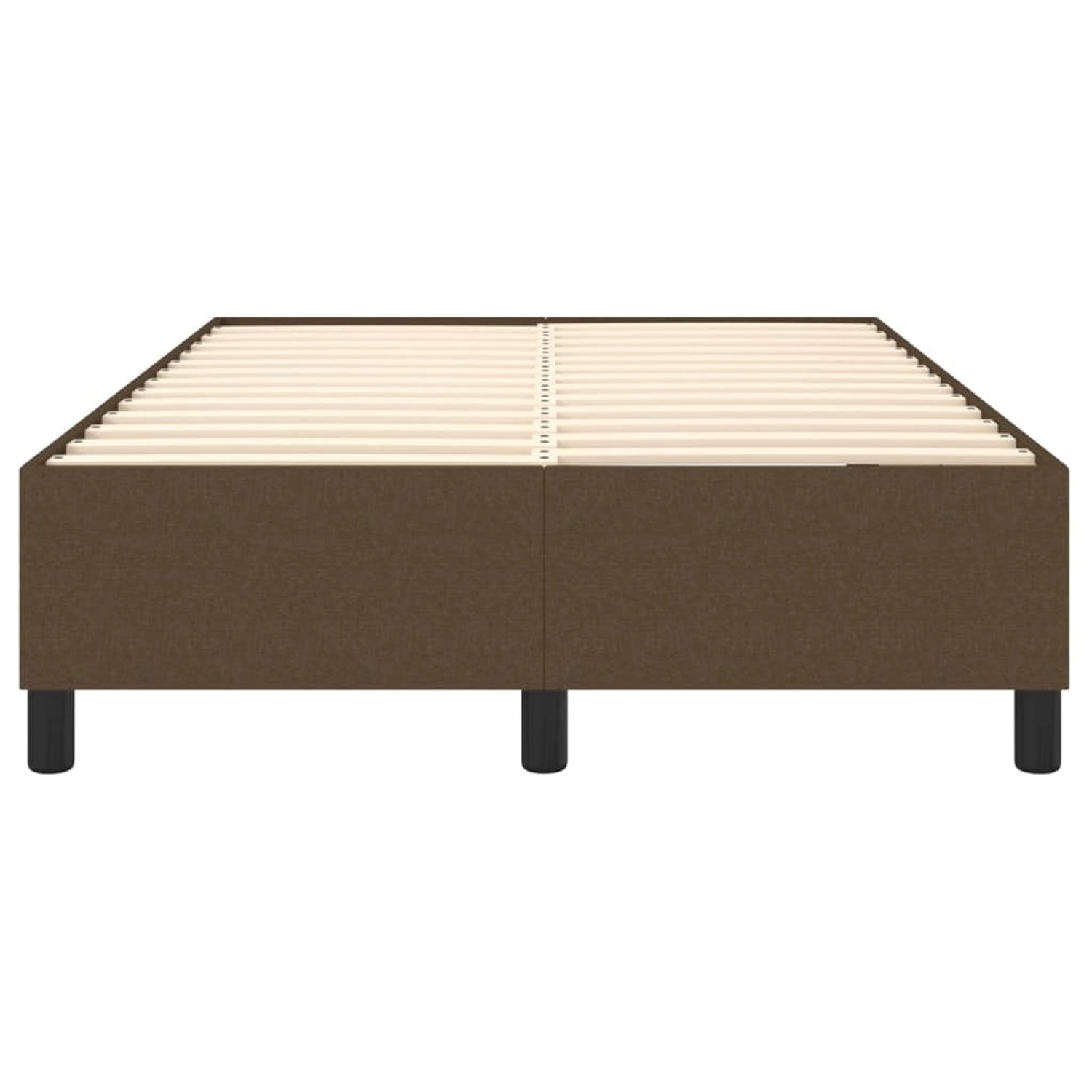 Dunkelbraunes vidaXL Boxspringbett, 120x200 cm, Stoffbezug und Holzlattenrost.