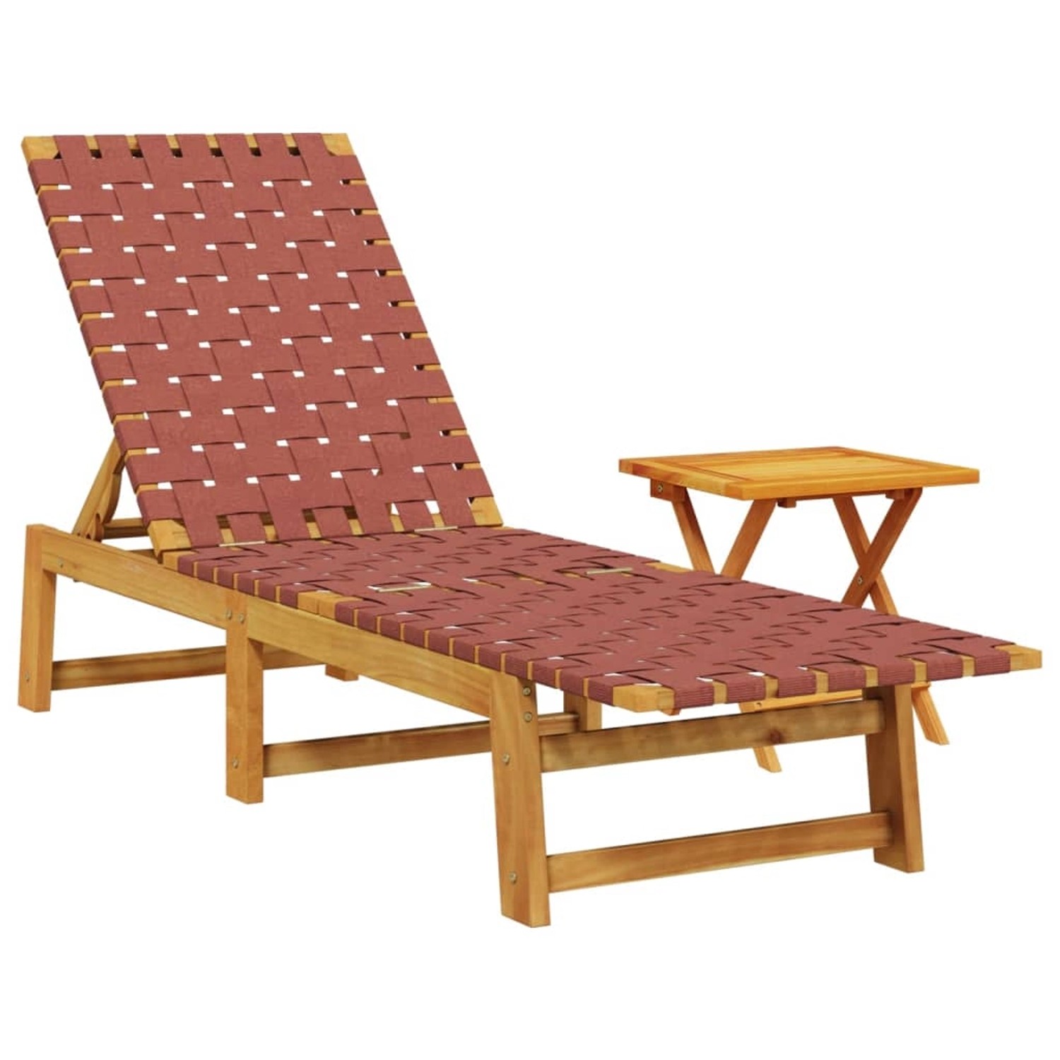 vidaXL Sonnenliege mit Tisch Rot Massivholz Akazie und Stoff 3214214 günstig online kaufen