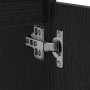 Detailaufnahme: Scharnier an vidaXL Waschbeckenschrank, Schwarz Eichen-Optik.
