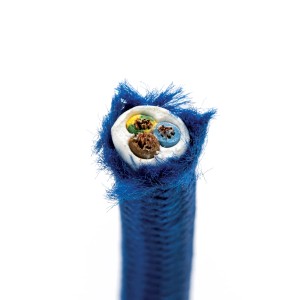Blaues 3-adriges Textilkabel (Meterware) für Lampen und Leuchten.