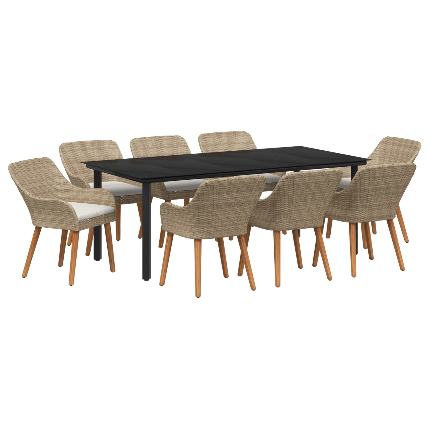 vidaXL 9-Teilige Garten Essgruppe Beige Poly Rattan 3261704 günstig online kaufen