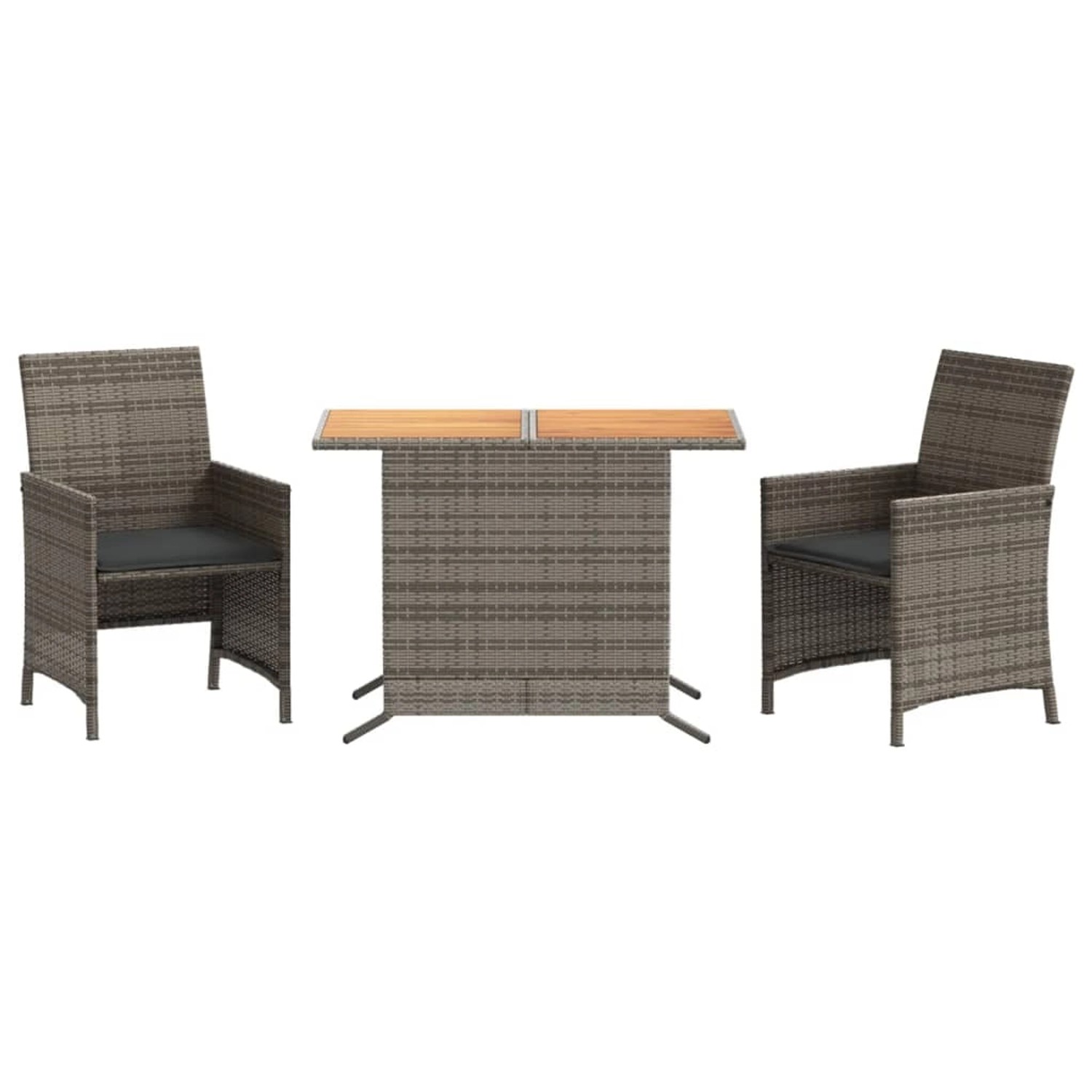 vidaXL 3-Tlg Bistro-Set mit Kissen Grau Poly Rattan 365125 günstig online kaufen