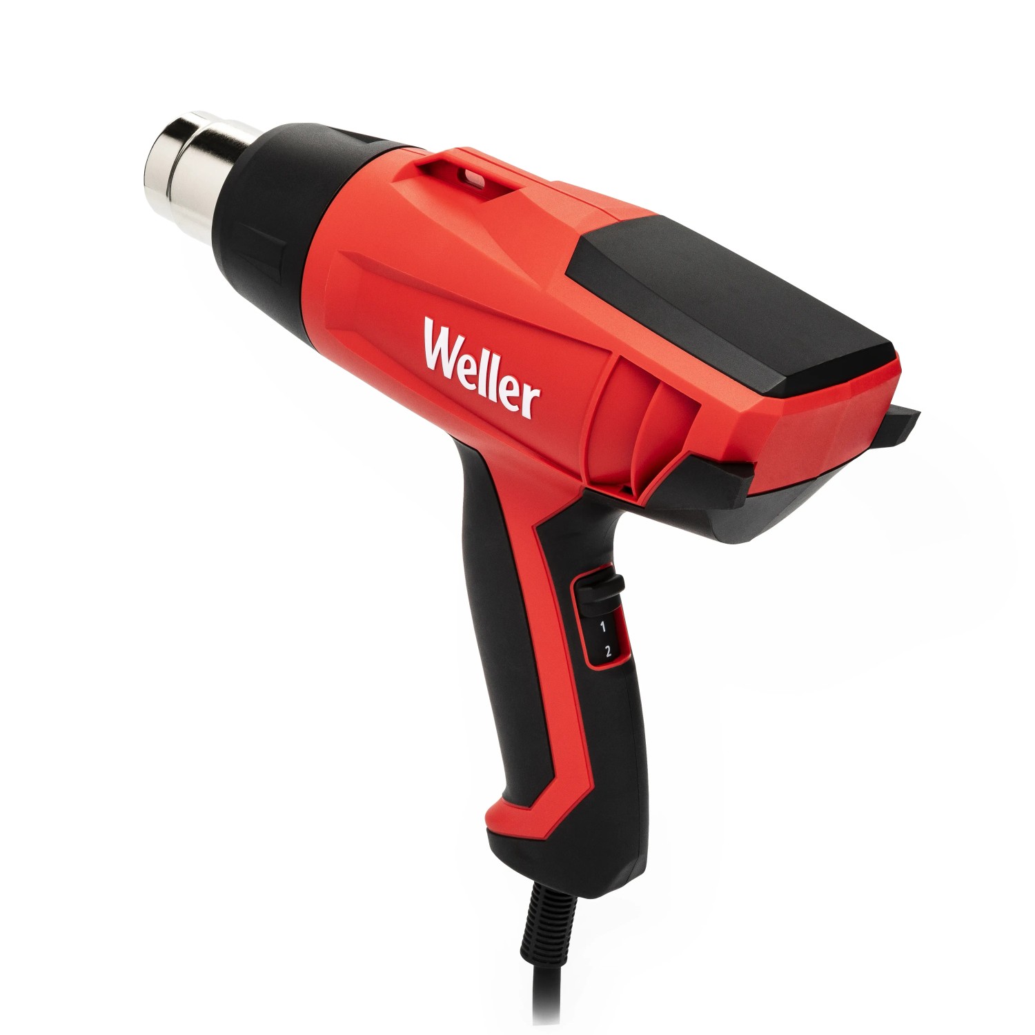 Rote Weller Heißluftpistole WLHG1623C mit Temperaturregler. Heißluftgerät für vielseitige Anwendungen.