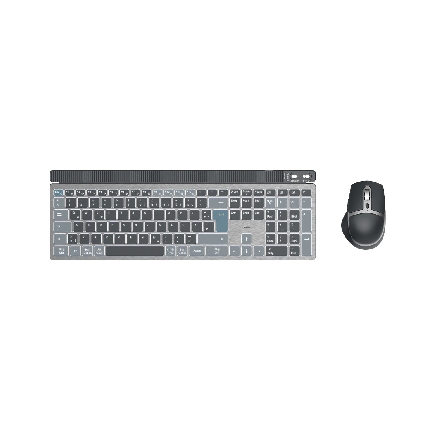 Image of Hama Multi-Device-Tastatur-Maus-Set WKM-750 Kabellos LED Schwarz