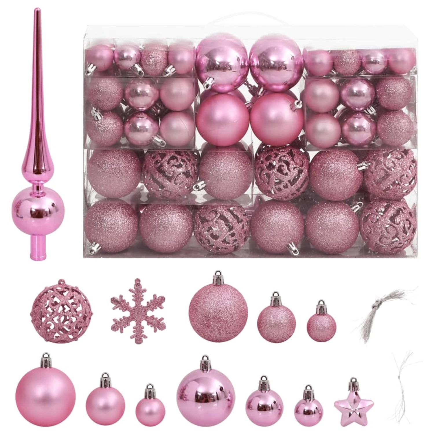 furnicato 111-tlg. Weihnachtskugel-Set Rosa Polystyrol