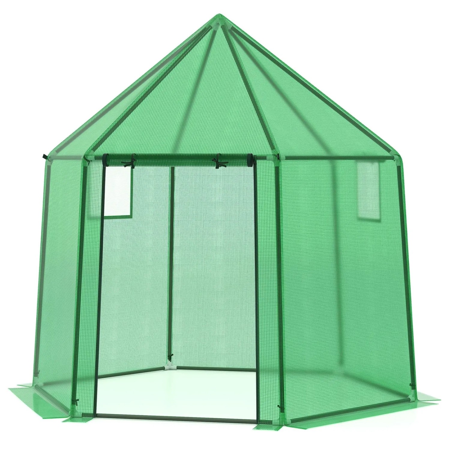 Costway Foliengewächshaus mit Rolltür und Fenster 198x172x190 cm Grün günstig online kaufen