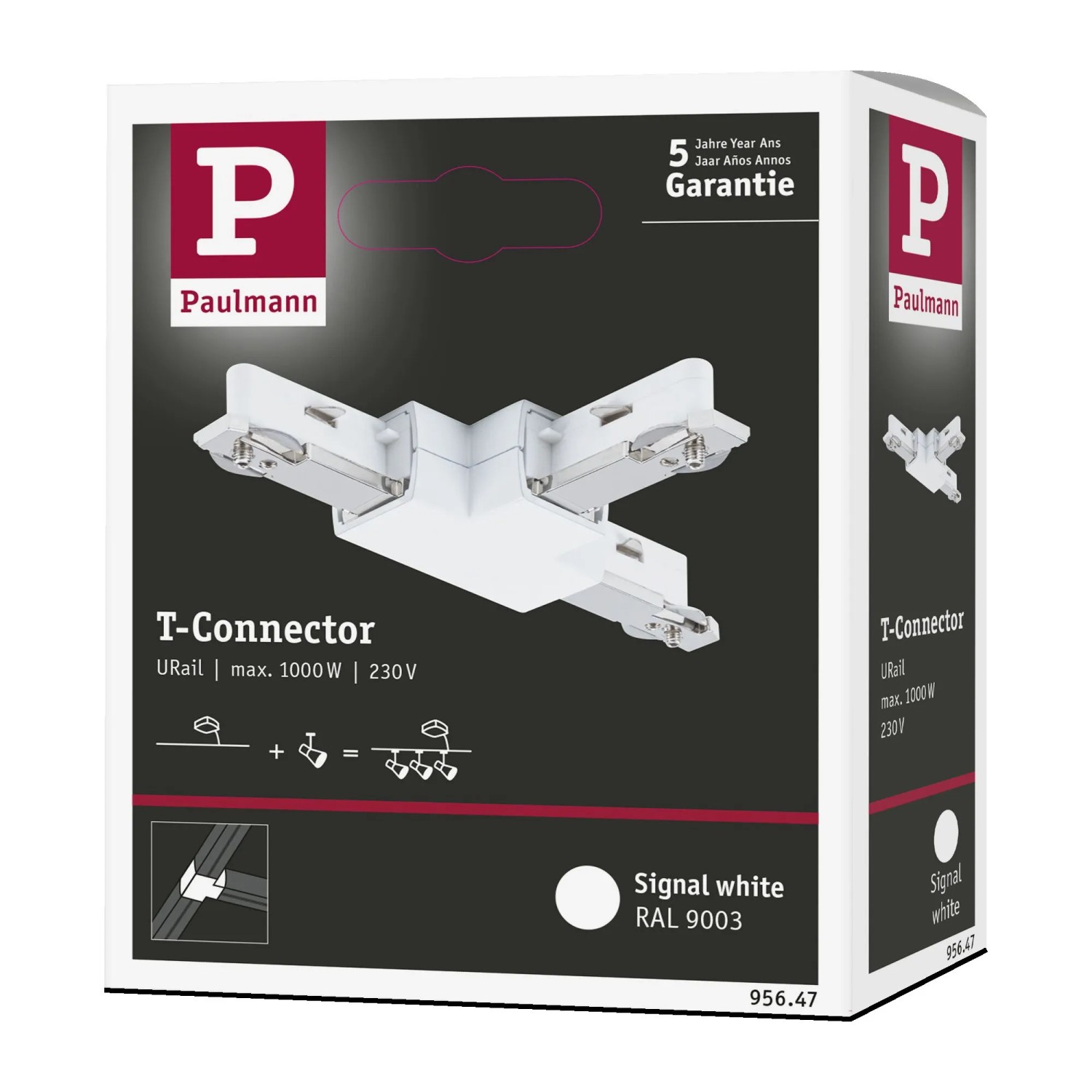 Paulmann URail T-Verbinder in Signalweiß, 10,4x6,2cm, für LED-Schienensysteme.