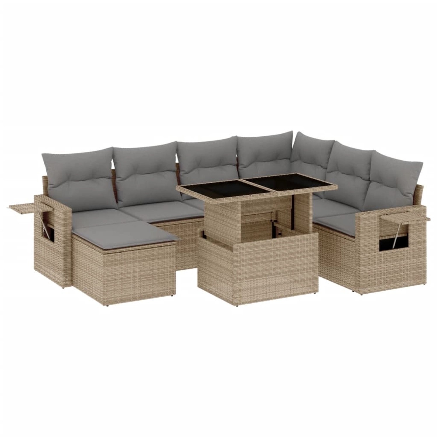 vidaXL 8-Tlg Garten-Sofagarnitur mit Kissen Beige Poly Rattan 3268069 günstig online kaufen
