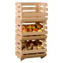 OBI Obst- und Kartoffelkiste aus Kiefernholz mit Äpfeln und Kartoffeln in drei Regalebenen.