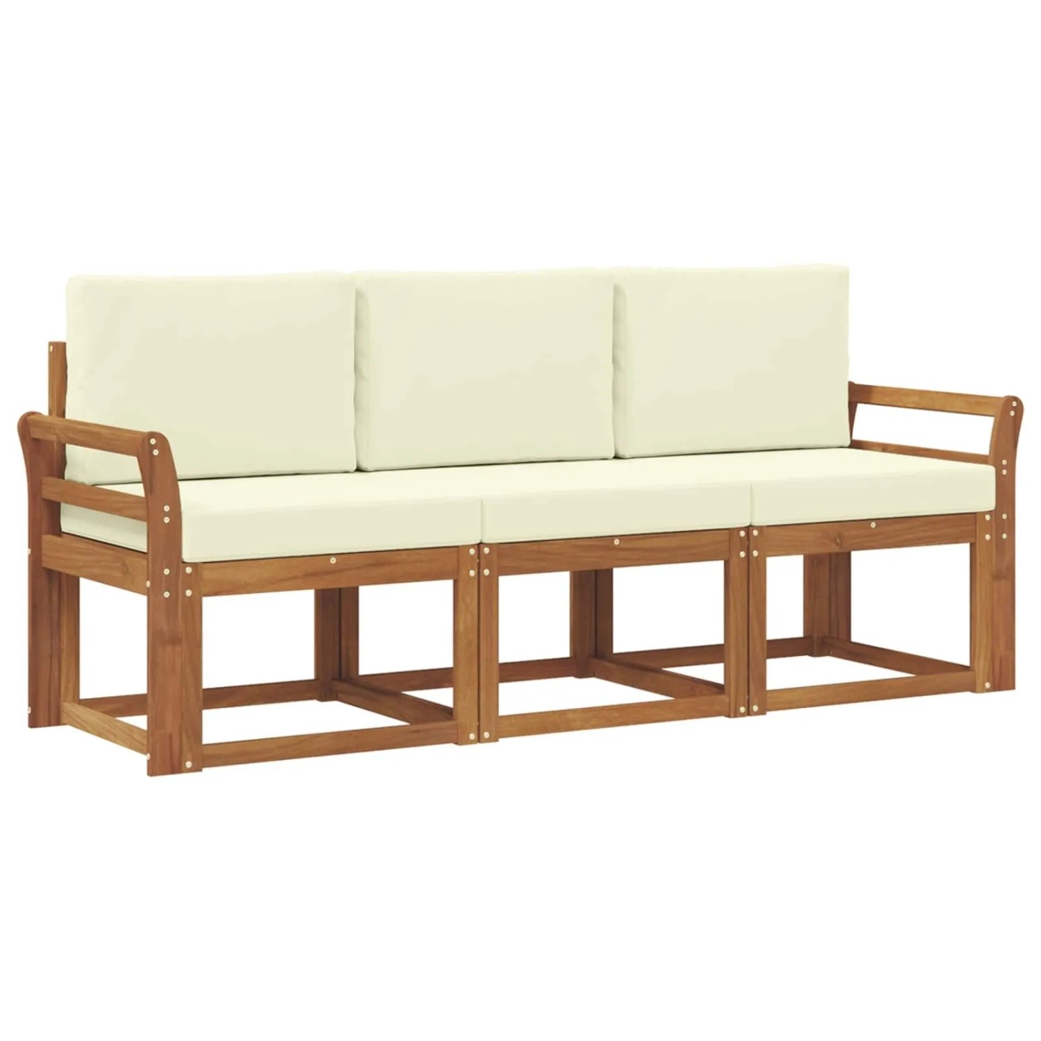 vidaXL Outdoor-Sofagarnitur mit Kissen 3 Stk Natur und Creme 3365938