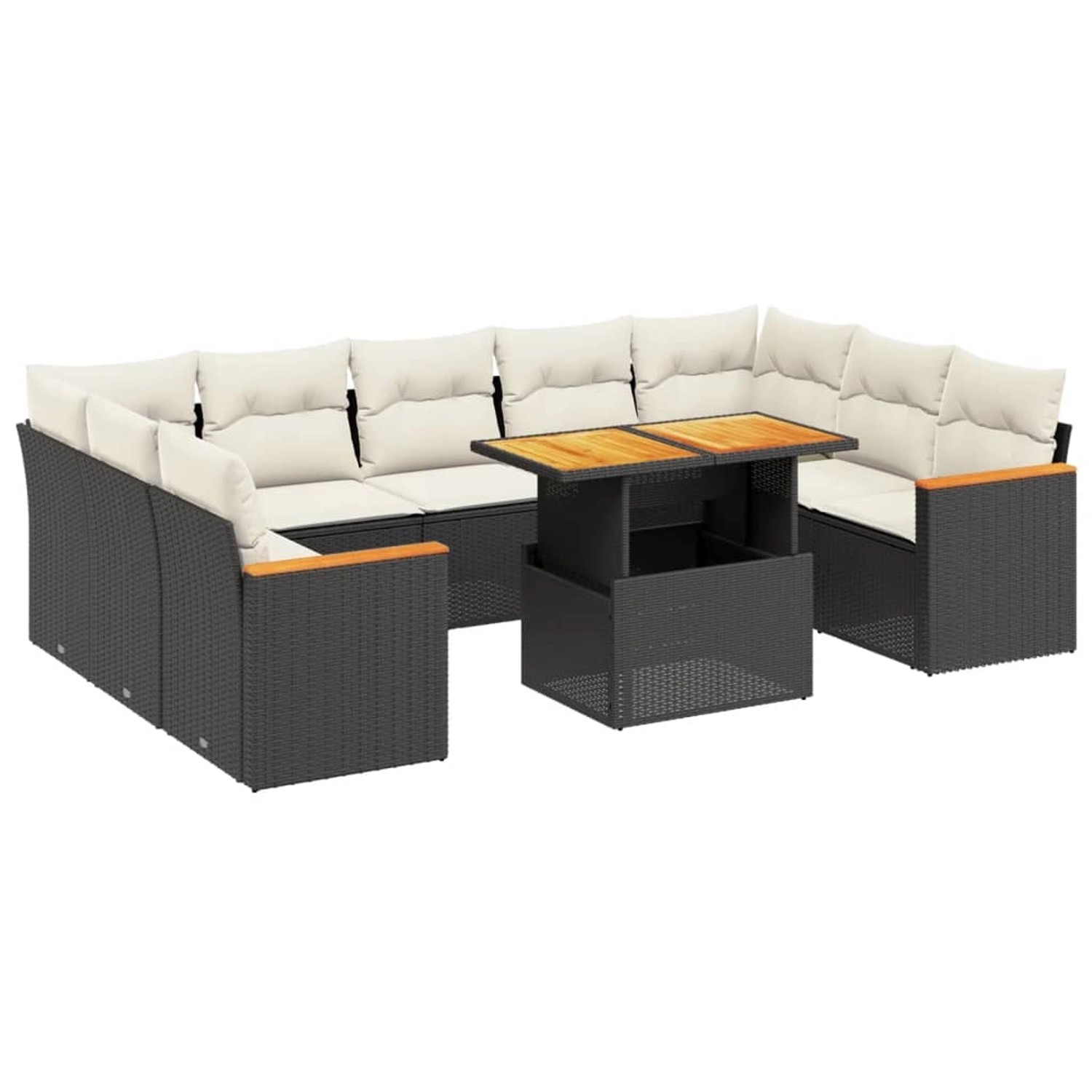 vidaXL 11-Tlg Garten-Sofagarnitur mit Kissen Schwarz Poly Rattan 3273247 günstig online kaufen