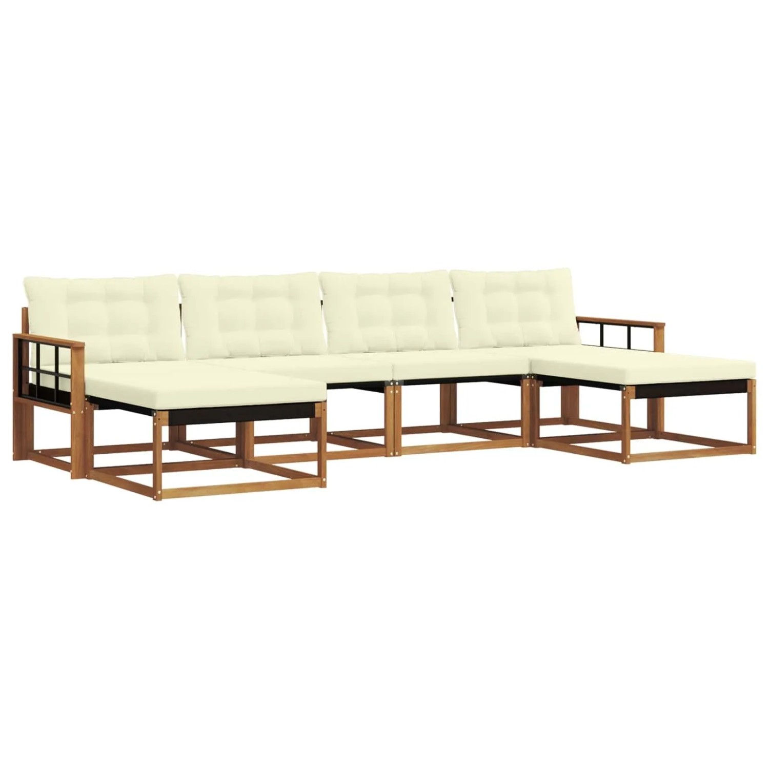 vidaXL Outdoor-Sofagarnitur mit Kissen 6-Tlg Natur und Creme 3369725