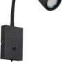 Schwarze Trio Wandleuchte Wanda mit flexiblem Arm und GU10 Fassung.