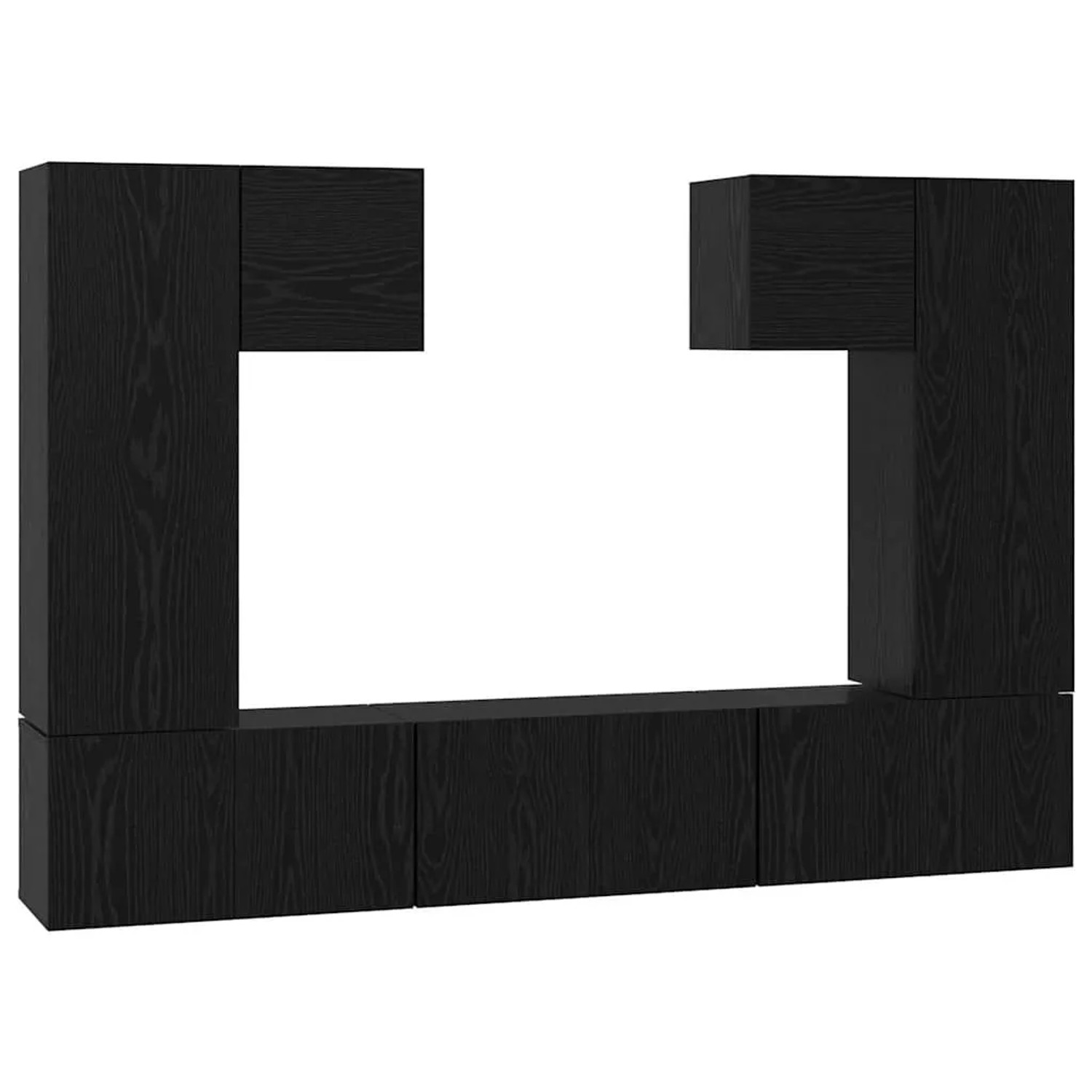 vidaXL TV-Schrankset 7-Tlg Schwarz Eichen-Optik Holzwerkstoff 3393136