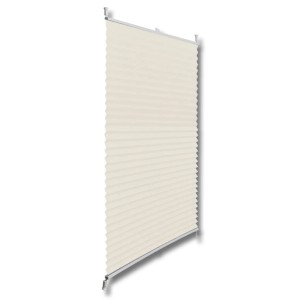 Cremefarbenes vidaXL Plissee Faltrollo 70x125cm für Fenster, ohne Bohren montierbar.