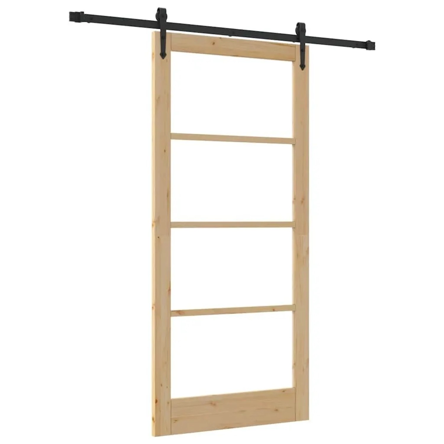 vidaXL Schiebetür Natur 93 x 202 cm Massivholz Kiefer und Glas 3332343