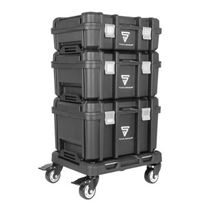 STAHLWERK Werkzeugtrolley mit 3 Boxen auf Rollen. Mobiler Werkstattwagen mit Lenkrollen.