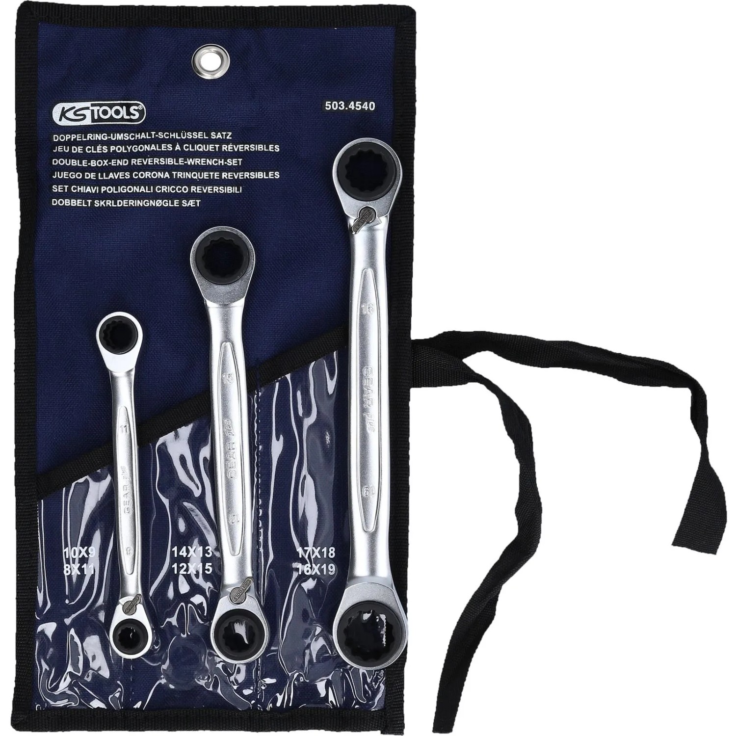 KS TOOLS 4 In 1 Gearplus Umschaltbar Doppel Ratschenringschlüssel Satz 3Tlg  503 4540