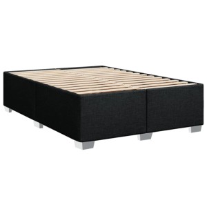 Schwarzes vidaXL Bettgestell (160x200 cm) aus Stoff ohne Matratze.
