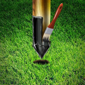 Darstellung: MEM Isolieranstrich wird mit Pinsel aufgetragen, schützt Holz vor Feuchtigkeit.