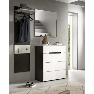 Inn.Furn Garderoben-Set 3-teilig in Weiß und Grau 140 cm Cooper