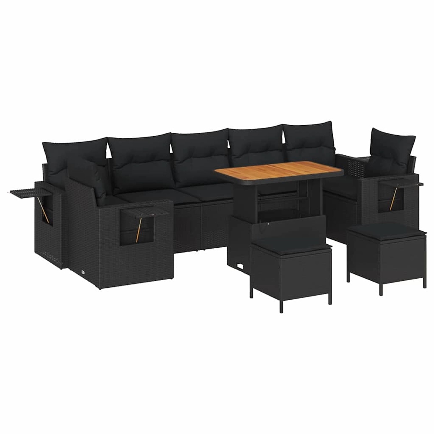 vidaXL Garten-Sofa-Set 10-Tlg Schwarz Poly Rattan 3361729 günstig online kaufen