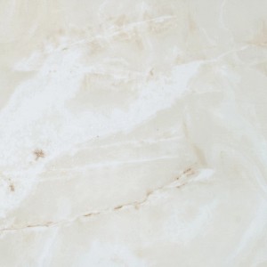 Cremefarbene Bodenfliese Feinsteinzeug Opium 60x60 cm mit polierter Marmor-Optik für Innenräume.