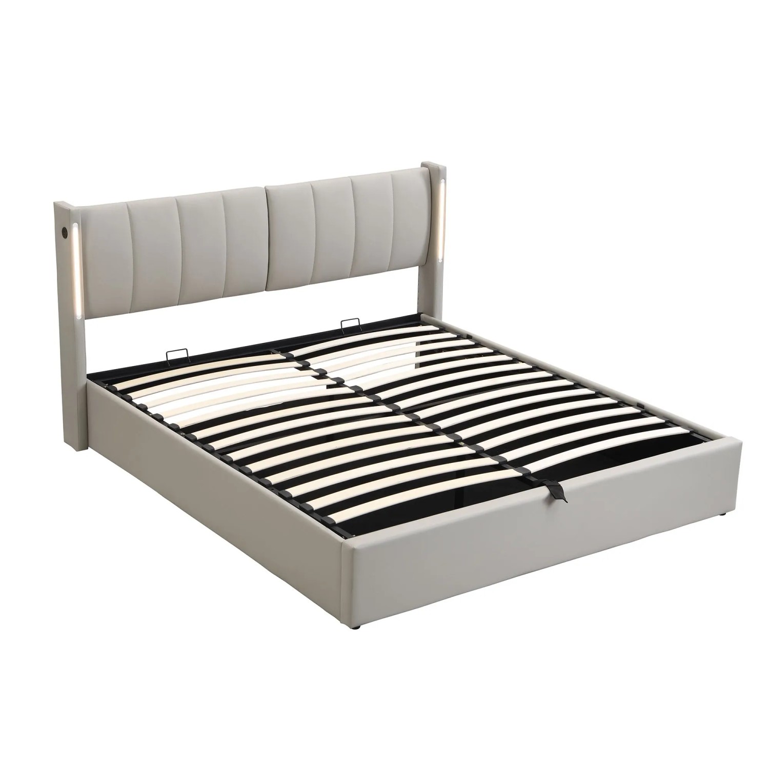 okwish Polsterbett 180x200cm mit USB Anschluss Schlafzimmer Grau ohne Matratze