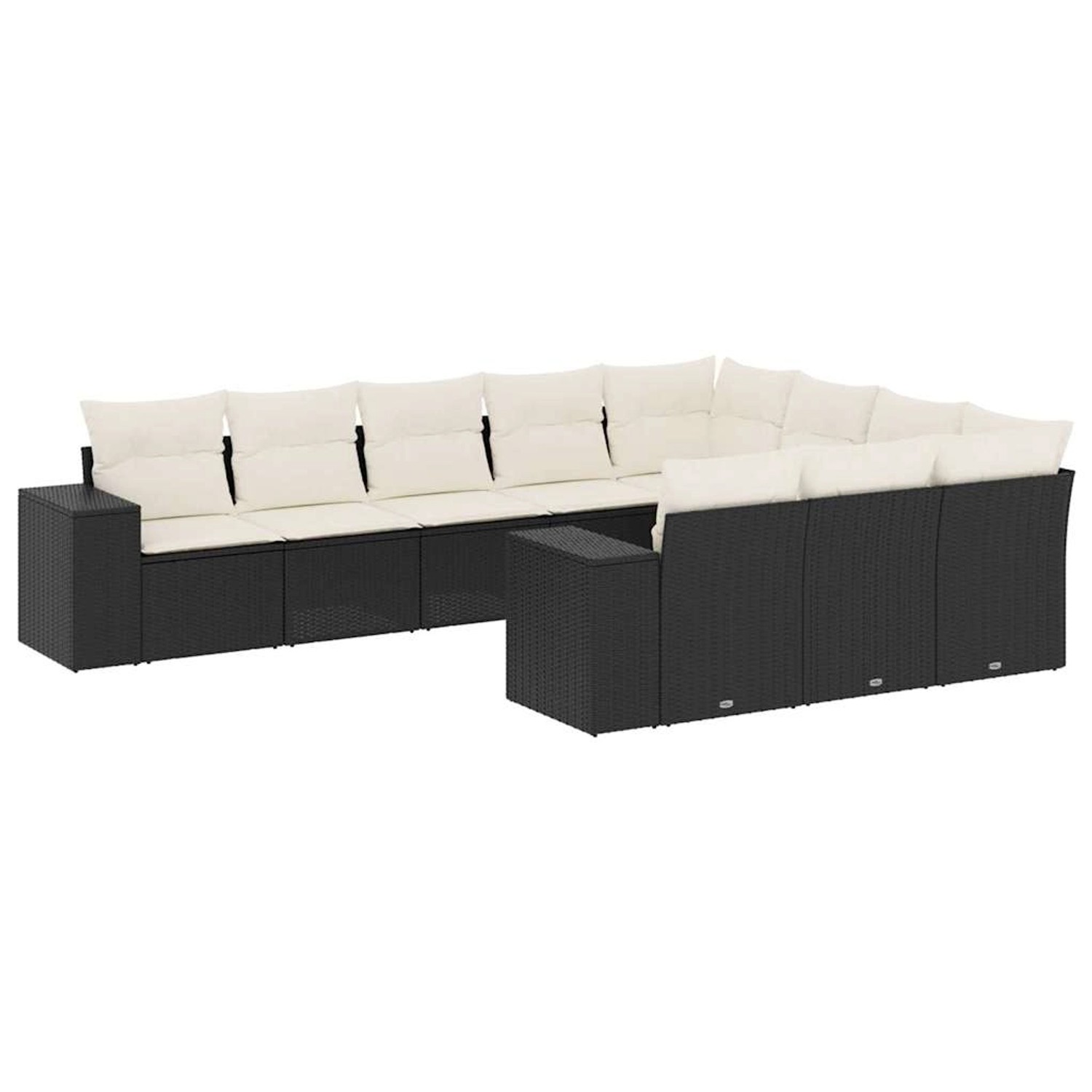 vidaXL 10-Tlg Garten-Sofagarnitur mit Kissen Schwarz Poly Rattan 3223085 günstig online kaufen