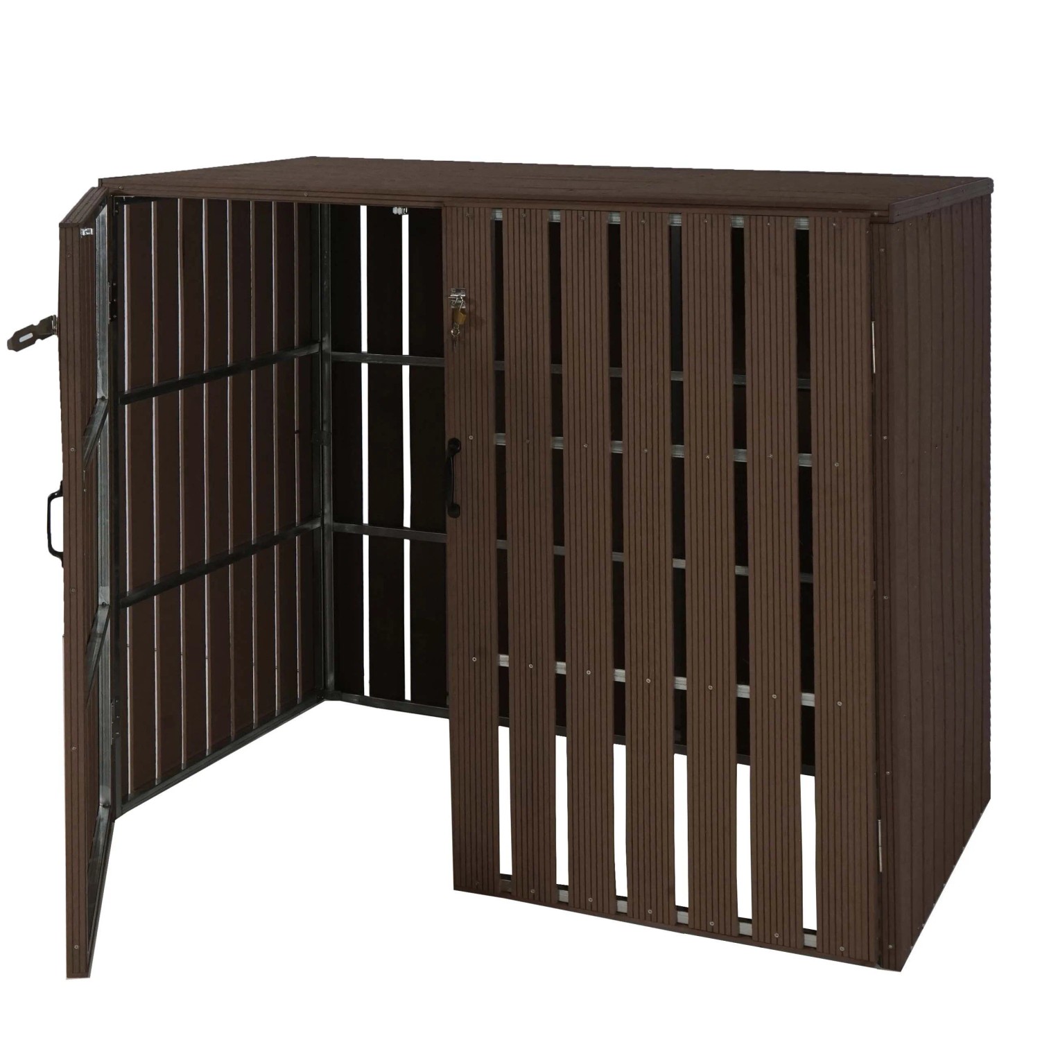 MCW 2-/4er WPC-Mülltonnenverkleidung J28 Braun 115x140x100cm