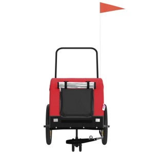 vidaXL Hundeanhänger in Rot/Schwarz aus Oxford-Gewebe & Eisen. Sicherer Transport für Hunde.