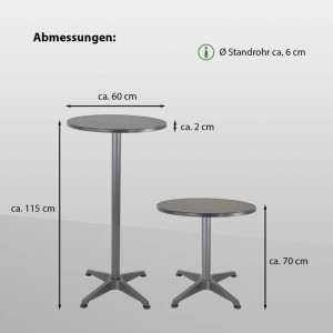 Anthrazitfarbener, höhenverstellbarer TRUTZHOLM Stehtisch (70-115cm) mit runder Tischplatte (Ø60cm).