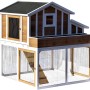 Hühnerstall XL mit Freigehege, Holz, wetterfest, mit Nistplätzen und Blumenkasten.