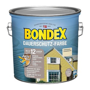 Bondex Dauerschutz-Farbe Morgenweiß, seidenglänzend, 2,5 l Dose. Wetterschutz für Holz.