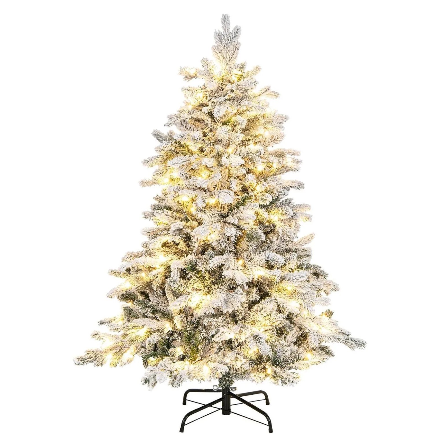 Costway Weihnachtsbaum mit 120 Warmweißen Led-Lichtern Weiß 135 cm