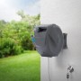 Grauer Ecd Germany Schlauchaufroller 30m an weißer Wand, 180° schwenkbar, mit Automatik. Ideal für den Garten.