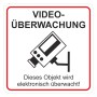 Aufkleber Videoüberwachung, 6,5x6,5 cm, PVC-Folie, zur Kennzeichnung videoüberwachter Bereiche.