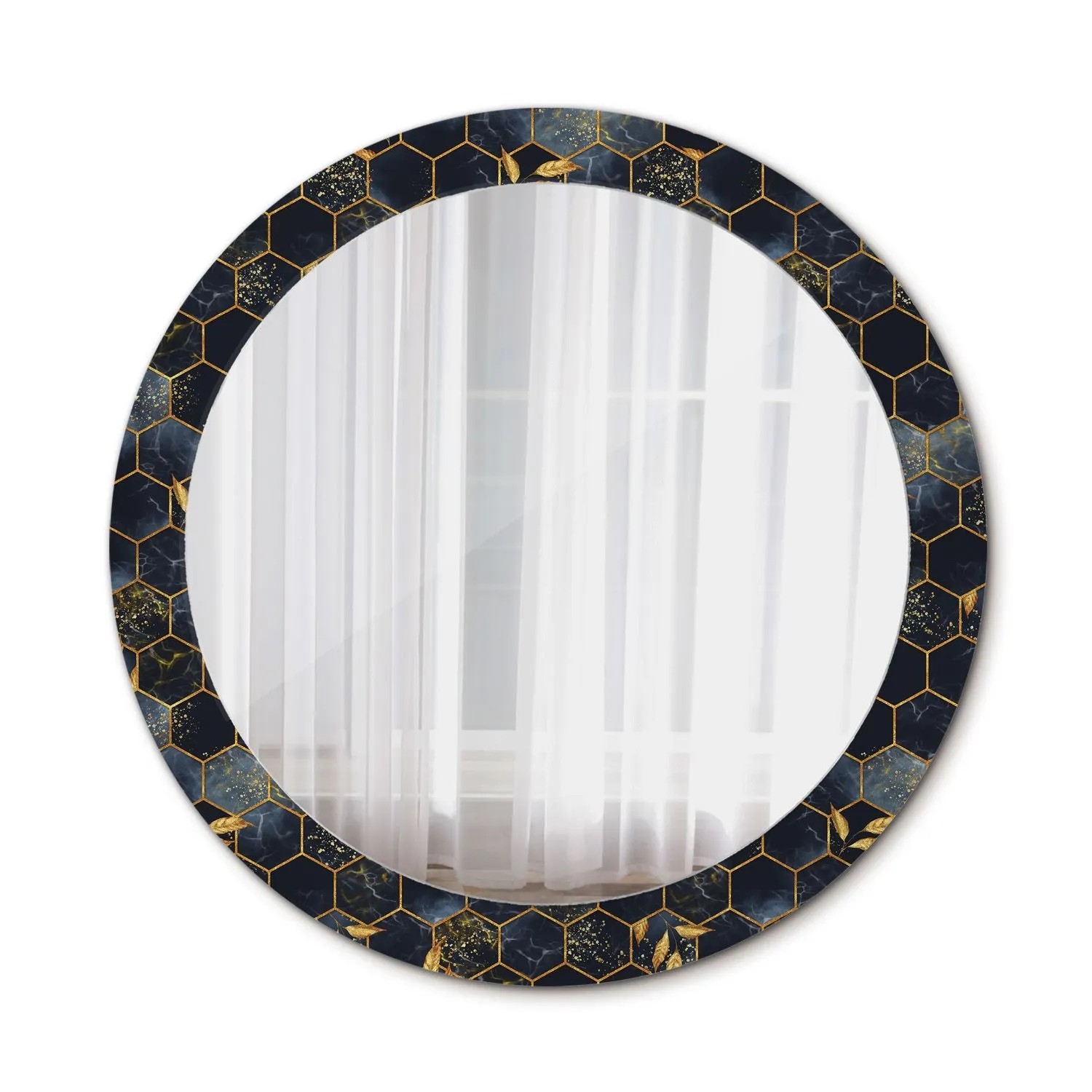 Tulup Bedruckte Spiegel Sechseckiger Marmor 80x80 cm Runder Spiegel mit Dek günstig online kaufen