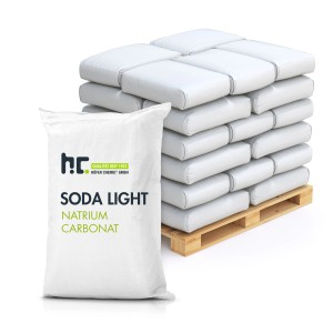 Palette mit Säcken Höfer Chemie Natriumcarbonat Soda Leicht, technische Qualität, 20 x 25kg.